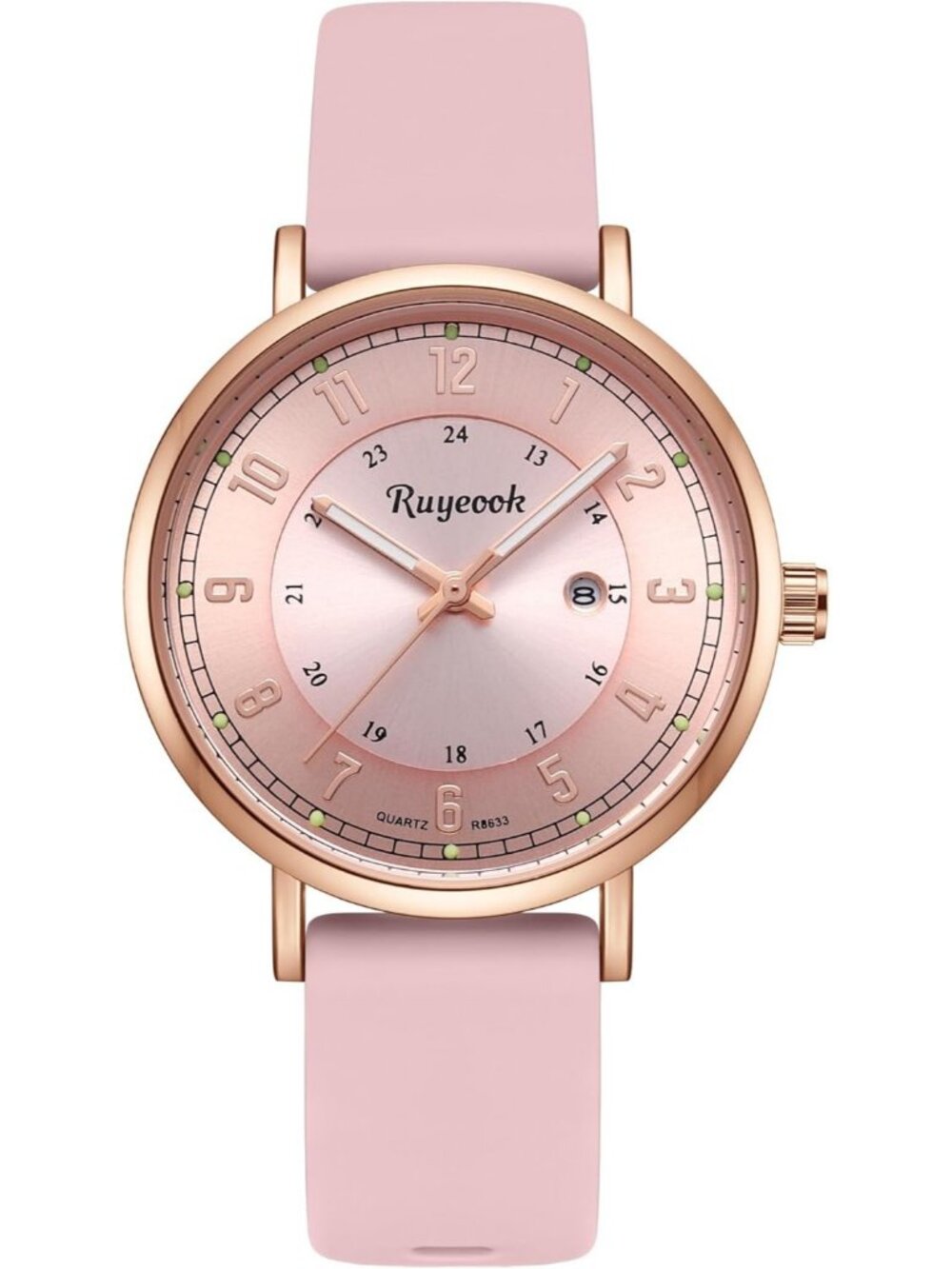 Women's Pink Analog Quartz Silicone Band Resistant Nurses Classic Wrist Watch